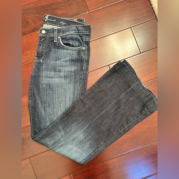 7 For All Mankind Dark Blue Flare Jeans - Picture 1 of 5